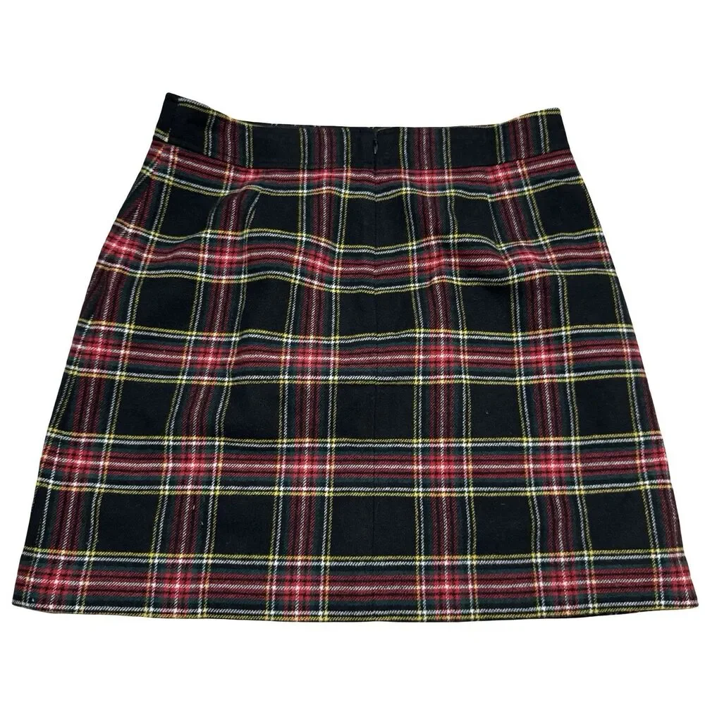 NEW J Crew Factory 14 Mini Skirt Plaid Wool Blend A Line A-Line Holiday